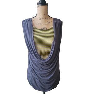 Fenn Wright Manson Blue & Yellow Striped Tank Top Size Small